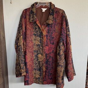 CJ Banks Floral Patterned Button-Up Jacket 4X